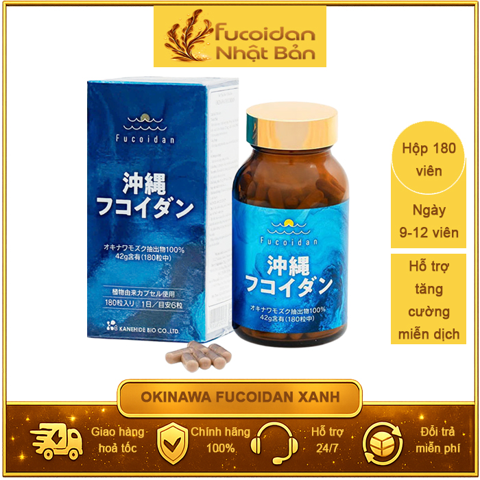 [Mẫu mới] Okinawa Fucoidan Xanh Nhật Bản - nhập khẩu chính hãng. Hộp 180 viên