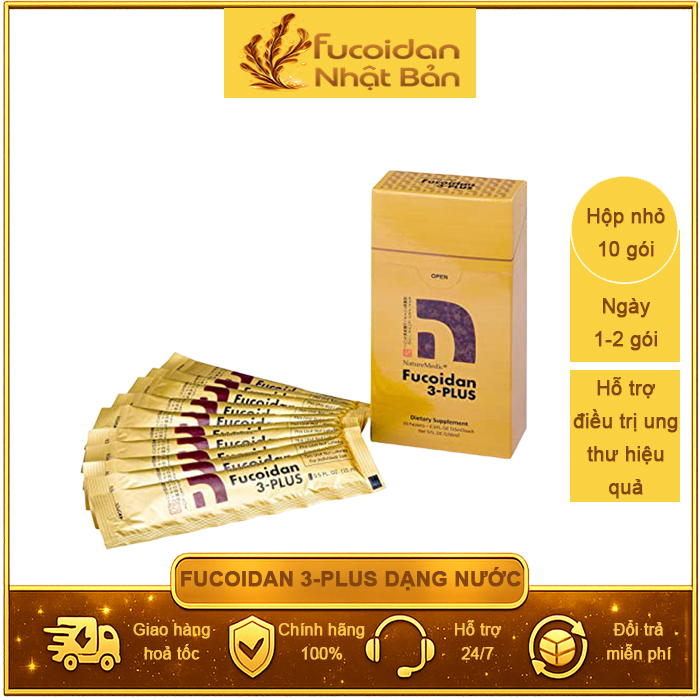 Fucoidan 3-Plus Nhật Bản Dạng Nước Hỗ trợ điều trị ung thư. Hộp 10 gói