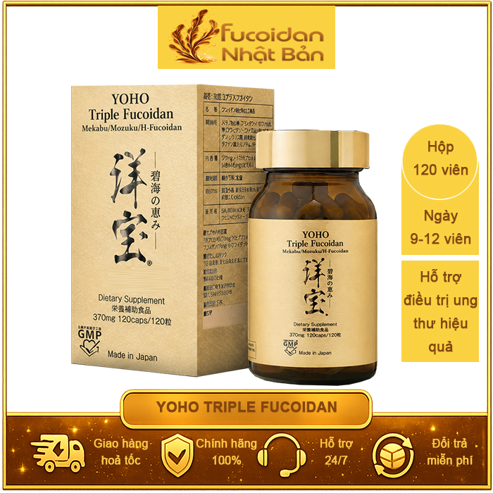 Yoho Triple Fucoidan - Fucoidan 3 thành phần tảo nâu. Hộp 120 viên