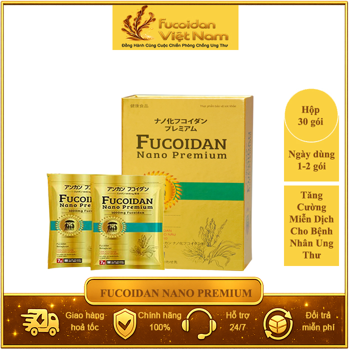 Fucoidan Nano Premium - Dùng cho người đang điều trị ung thư. Hộp 30 gói